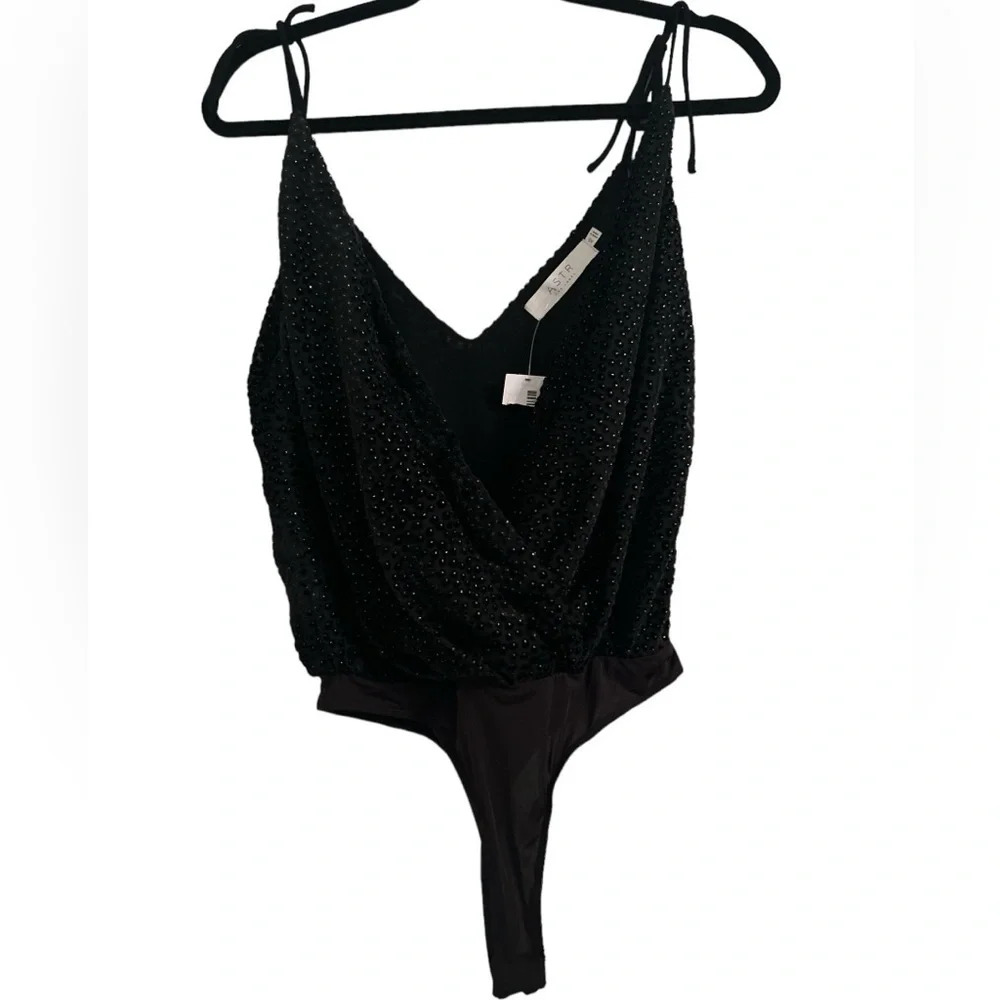 Astr Black Sparkle Bodysuit